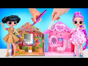 DIY Cardboard and Fluffy Beauty Salon for K-Pop Demon Hunters! 10 Crafts for L.O.L. Dolls