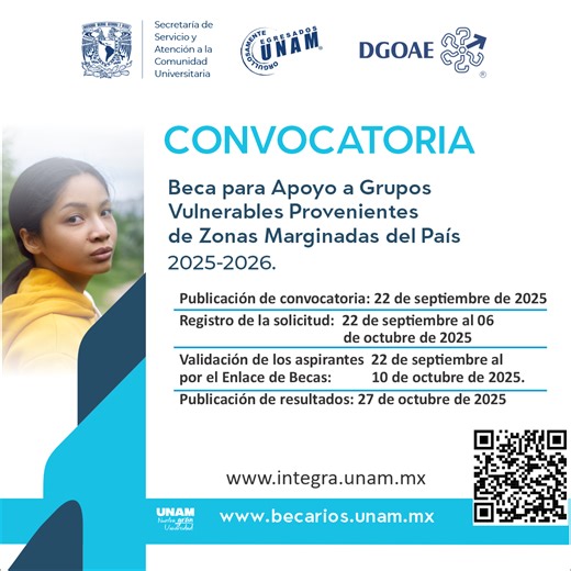 BECA PARA APOYO A GRUPOS VULNERABLES PROVENIENTES DE ZONAS MARGINADAS DEL PAÍS