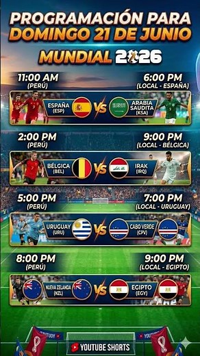 🚨 ¡PARTIDAZOS DE HOY! Domingo 21 de Junio | Horarios Mundial 2026 😱🔥