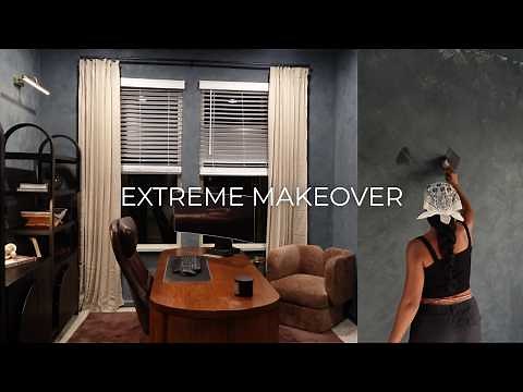 home makeover: extreme office, mudroom, & powder bath transformation *diy lime wash & wallpaper*