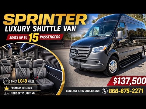 2025 Mercedes Sprinter Luxury Shuttle Van For Sale | 15 Passenger Executive Shuttle |
