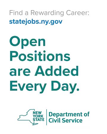 Looking for a rewarding career with New York State? Explore our open positions! Here’s how: 1️ Visit the State Jobs Website: https://statejobs.ny.gov/ 2 Select “For the General Public” on the right to view jobs available to any qualified candidate 3 Navigate to “Vacancies” on the left-hand side 4 Browse through the list of open positions and find the perfect fit for you 5 Click on the job title to view detailed information, requirements, and application instructions And keep checking back! Open 