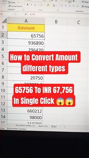 How to Convert Number to INR Number #excel #spreadsheetmagic #officesoftware #spreadsheets