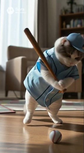 Baseball Cat With Perfect Form 😺⚾️ #Shorts