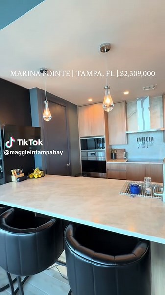 MARINA POINTE | TAMPA, FL | $2,309,000 🌅 3 bed | 3 bath | 2,436 sqft Stunning penthouse at Marina Pointe with unobstructed Tampa Bay views and private elevator entry. This 3-bedroom, 3-bath residence features floor-to-ceiling hurricane-rated windows, a gourmet kitchen with Wolf and Sub-Zero appliances, waterfall-edge quartz countertops, and sleek European cabinetry. The open living space flows to an oversized balcony perfect for sunset views over the bay. Additional highlights include a bonus m
