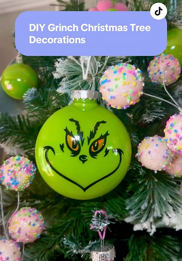 DIY Grinch Christmas Tree Decorations with Floating Candles