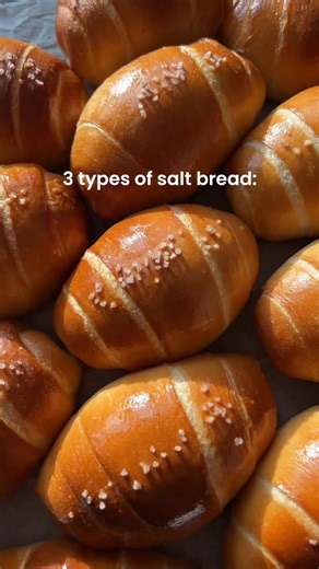 Lisa Kitahara on Instagram: "Have you tried the 3 types of salt bread (shio pan, 塩パン)? 🧈🥐🍞🥖 In Japan they vary from: semi hard crust, soft crust and hard crust! Sound on for this one, you can hear the difference in texture when slicing them. 🔊 Earlier this year when I was in Japan I was able to talk to some of my favourite bakeries that shared their tips and tricks on how they make their salt bread. I couldn’t choose just one… so I developed the 3 types. They’re all really delicious in thei