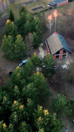 Drone flyover half an installed roof #construction #housebuilding #dronevideo