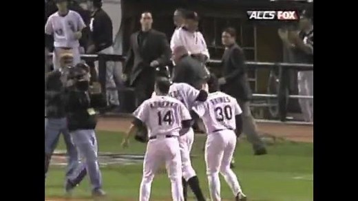 10/12/05: Joe Crede hits a walk-off double in the bottom of the 9th as the White Sox defeat the Angels, 2-1. #TurnBacktheSox | Chicago White Sox