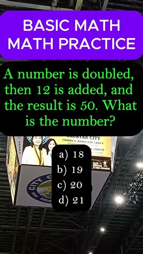 A number is doubled, then 12 is added, and the result is 50. What is the number? #shorts