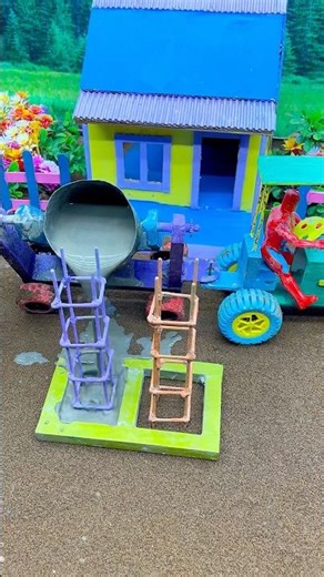 😱🚜 Amazing Mini Tractor Making Cement Pillar 🧱⚙️ | DIY Real Working Construction Machine #shorts