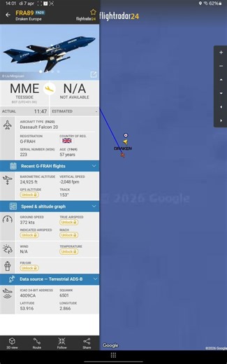 An eurofighter thyphoon escorting an draken jet #flightradar24