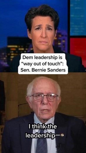 @msnbc Sen. Bernie Sanders (I-Vt.) shares his perspective on Democratic leadership in Washington, calling them out for being “so out of touch with where Democrats in general are, where many Independents are, where the grassroots of America are.” In a conversation with @maddowmaddow, Sanders said we need candidates across the country who understand that we should not have “a government that works for the people on top, while 60% of our people are living paycheck to paycheck.” #politics #news #dem