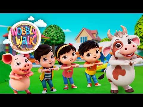 Hokey Pokey Song 🕺🎵 | Fun Action Rhyme | Wobbly Walk Nursery Rhymes & Kids Songs