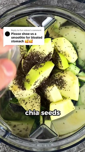 Replying to @Fun videos Get more AMAZING smoothie recipes by joining the 21-day Smoothie Diet challenge! Lose weight, reduce bloating, improve skin, increase energy levels and feel your best! LINK IN MY BIO! 👀 💚 Cucumber Ginger Apple Smoothie 🥒🍏 - Promotes debloating with its hydrating cucumber, digestion-aiding ginger, and fiber-rich chia seeds, aiding in a soothing and refreshing way to reduce bloating. Recipe: 1 green apple 1 cup cucumber 1 cup of fresh spinach or kale 1-inch piece of gin