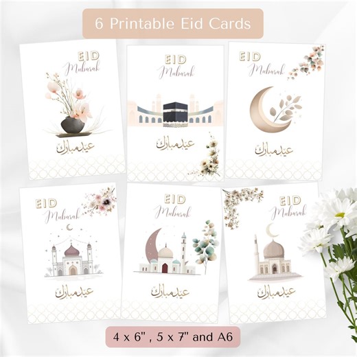 Islamic Eid Cards, Mosque Moon Design, Minimalist Ramadan Greetings (digital Download) - Etsy