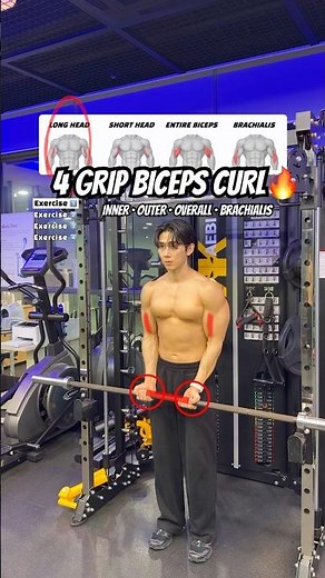 🔸4 Barbell Curl Variations |Grip Differences Explained🔥 #gymtips #fitnessshorts #fitnesstips #arms