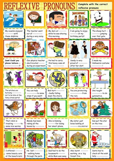 Reflexive pronouns : practice worksheet