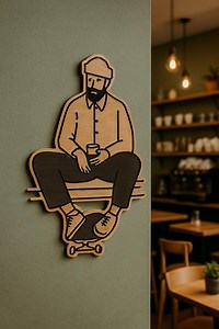 Wooden Coffee Shop Wall Art, Custom Cafe Logo Sign, Barista Skateboard Decor, Hipster Coffee Branding, Unique Coffee Shop Sign, B2B Gift - Etsy Canada