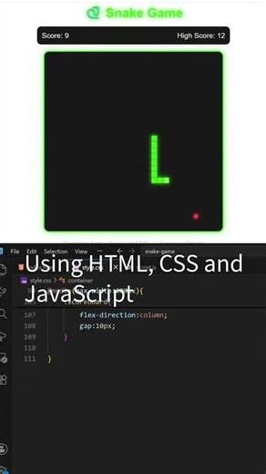 I Built a Snake Game with HTML, CSS & JavaScript 🐍🔥 #Shorts