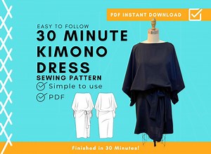 Paperless DIY Kimono Dress - Easy to Sew in Just 30 Minutes - Beginner Friendly - Etsy