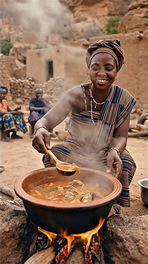 Dogon Woman Cooking Tradisional Fish Stew | African Village Life #triballife #tribalfeast #primitive