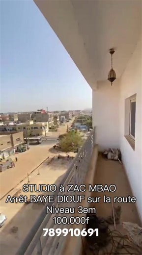 STUDIO à ZAC MBAO Arrêt BAYE DIOUF sur la route Niveau 3em 100.000f #789910691 @SATAR IMMO @2S_immo @Cheikh immo
