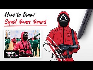 How to Draw Squid Game Guard (Red Guard Uniform, Worker mask) easy Step By Step