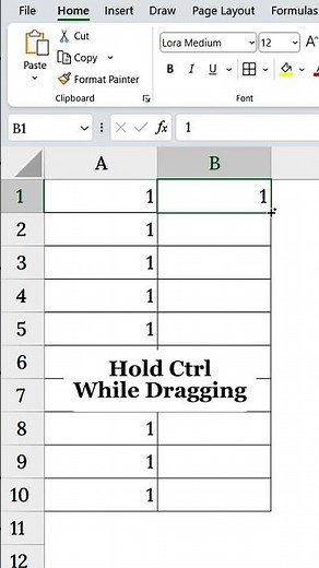 Excel Drag Trick: Repeat vs Auto-Number Instantly! 🚀