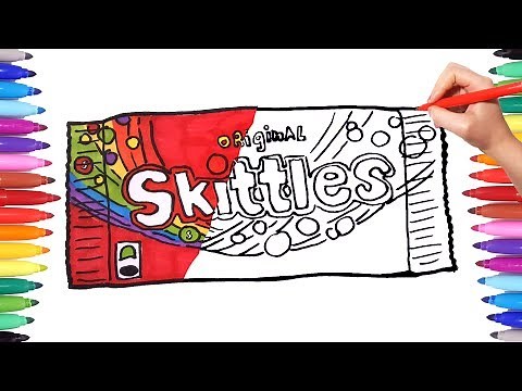 Drawing and Coloring Skittles Candy Pack | Skittles Coloring Pages for Kids | Painting candies