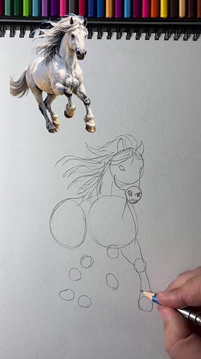 كيف طريقة رسم حصان بأقلام رصاص بكل سهولة #تعلم_على_التيك_توك #tiktok_art #drawing