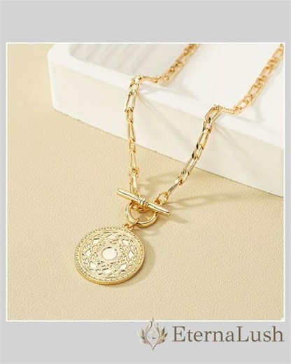 Chain Link Necklace with Vintage Coin Pendant