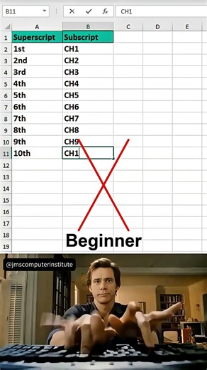 How to create superscript and subscript in excel 😱 #excel #office #spreadsheet