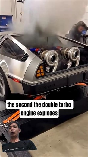 the second the double turbo engine explodes #car