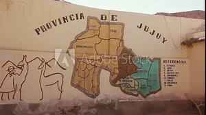 Map Of Jujuy Province On A Wall In The Altiplano Region, Argentina.