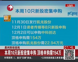 10只新股密集申购 顶格申购需154万