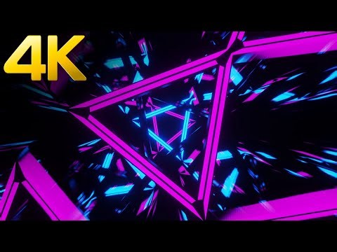 4K Abstract Rotating Triangle Tunnel Pink & Blue Color Neon Video Background Screensaver (No Sound)