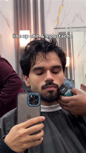 Italian beard with side sweep flow hairstyle