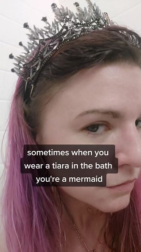 sometimes selfcare is wearing a tiara in the bath and brooding about how Grendel's mother wasn't even named in the text. #grendel #gothgoblin #gothgirls #crown #tiara #monster Discount code Heidi15 for 15% off on SweetV.com #sweetv #sweetvcrowns @sweetvjewelry