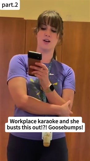 My coworker was holding back this secret talent from us! I requested “the song alan sings from the hangover at his dads funeral” She is amaziiing. #workplacekaraoke #wtf #singer #singing #thehangover