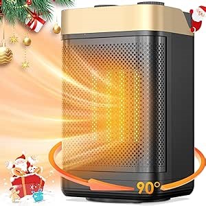 Portable Space Heater, 1500W/750W Electric Space Heater with Overheating & Tip-Over Protection, PTC Fast Safety Heating, 90° Oscillating Small Heater Fan for Office Bedroom Desk Indoor Use