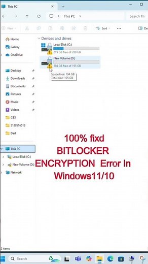 how to remove Bitlocker Encryption drive Error windows 11/10 |#youtubeshorts #virulshorts