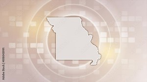 Missouri State (USA) Animated Map on Minimal Background, Multi Purpose Background with Ripples and Boxes with 3D Missouri State Map, Useful for Politics, Elections, Travel, News and Sports Events