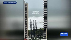 Huge waves crash onto Main Beach on the Gold Coast