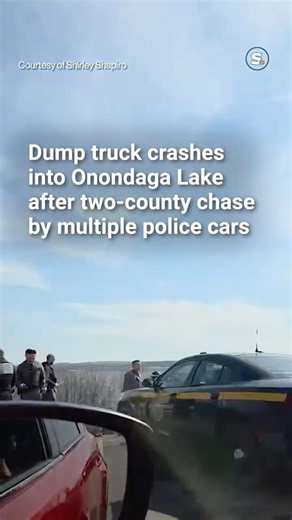 Dump truck crashes into Onondaga Lake after two-county police chase