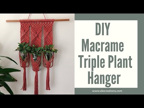 DIY Macrame wall hanging TRIPLE plant holder pattern | Triple Macrame Plant Hanger | TUTORIAL