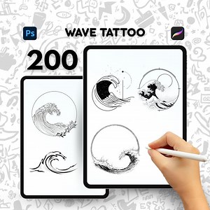 200 Wave Tattoo Stamps, Procreate Wave Tattoo Brushes, Ocean Tattoo Brushes, Photoshop Wave Tattoo Brushes, Minimal Tattoo, Digital - Etsy Canada
