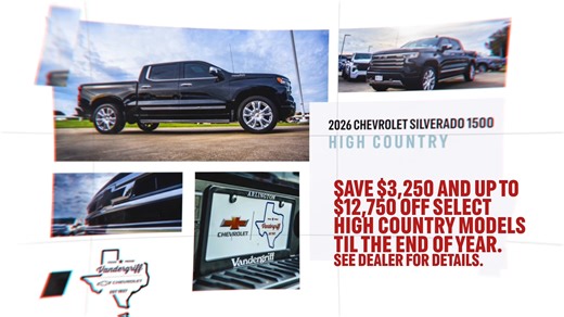 Save from $3,250 up to $12,750 off select High Country Models until the end of the year! *See dealer for details* www.VandergriffChevrolet.com #vandergriff #chevrolet #yearendsavings #highcountry #arlingtontx #limitedtime | Vandergriff Chevrolet