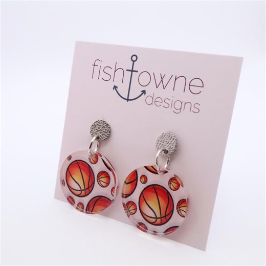 Handmade Acrylic Basketball Dangle Earrings | Unique Athletic Jewelry - Etsy