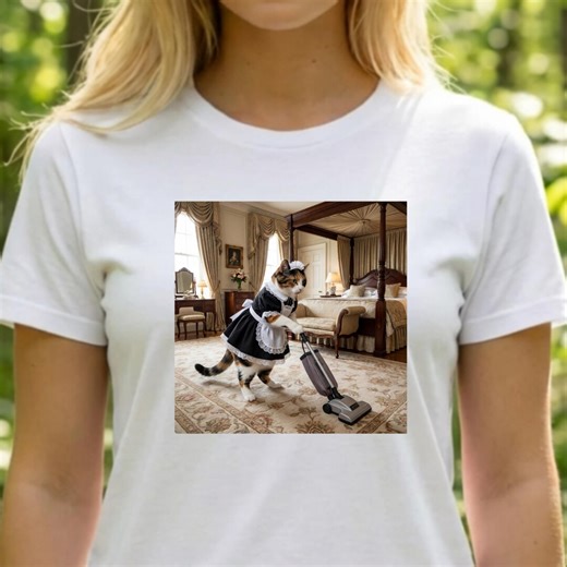Calico Cat French Maid T-shirt, Kawaii Anime Graphic Tee, Funny Animal Cosplay Top - Etsy